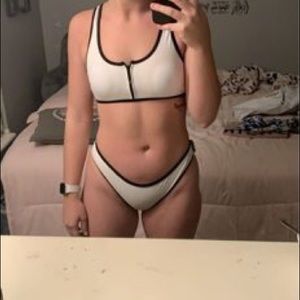 Black and White Zipper Bikini